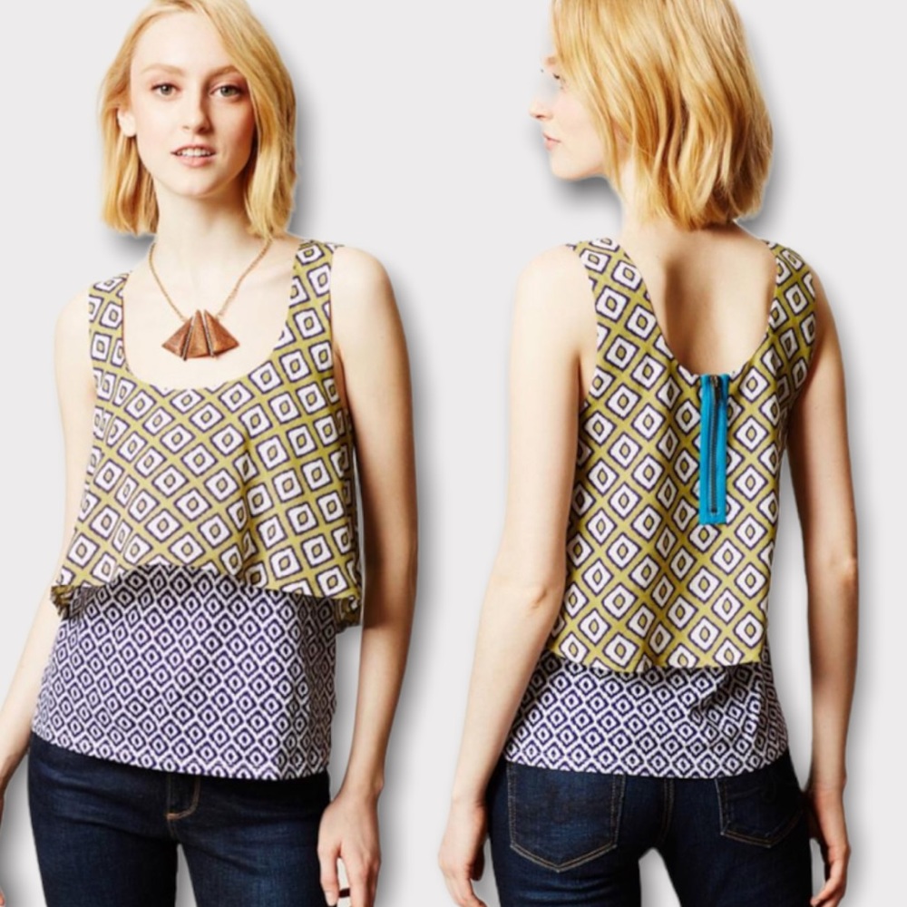 ANTHROPOLOGIE | Meadow Rue "Throughway" Tiered Ruffle Layer Tank Blouse XS